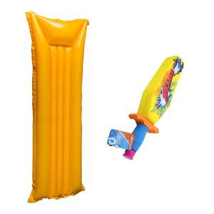 Combo Colchoneta Inflable Naranja + Splash Caterpilar