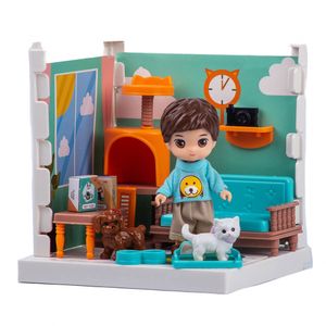 Casa de Muñecas con Sala 2 Mascotas Muñeco y Accesorios