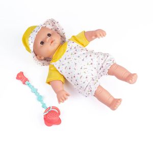 Muñeca Bebé con Chupo y 12 Sonidos Vestido Amarillo