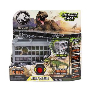 Figura Dino con Jaula -Vibraciones, Luces y Sonidos Jurassic World Rumble Cafe-8cm