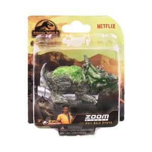 Carro Dinosaurio Pachyrhinosaurus Jurassic World Gris-Pull back -5 cm