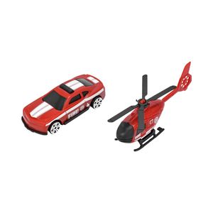 Playset Pista Fire Rescue con Helicóptero Max Racer